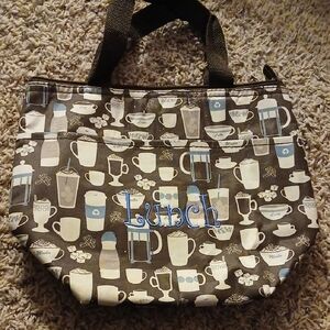 Thirty-One Brown Lunch Bag with Kitchenware Design